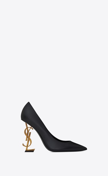 OPYUM 110 Pumps aus schwarzem Leder und goldfarbenem Metall
